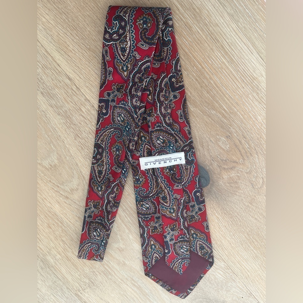 VTG Monsieur GIVENCHY Silk Necktie Paisley Pattern Dress Tie multicolor *I19